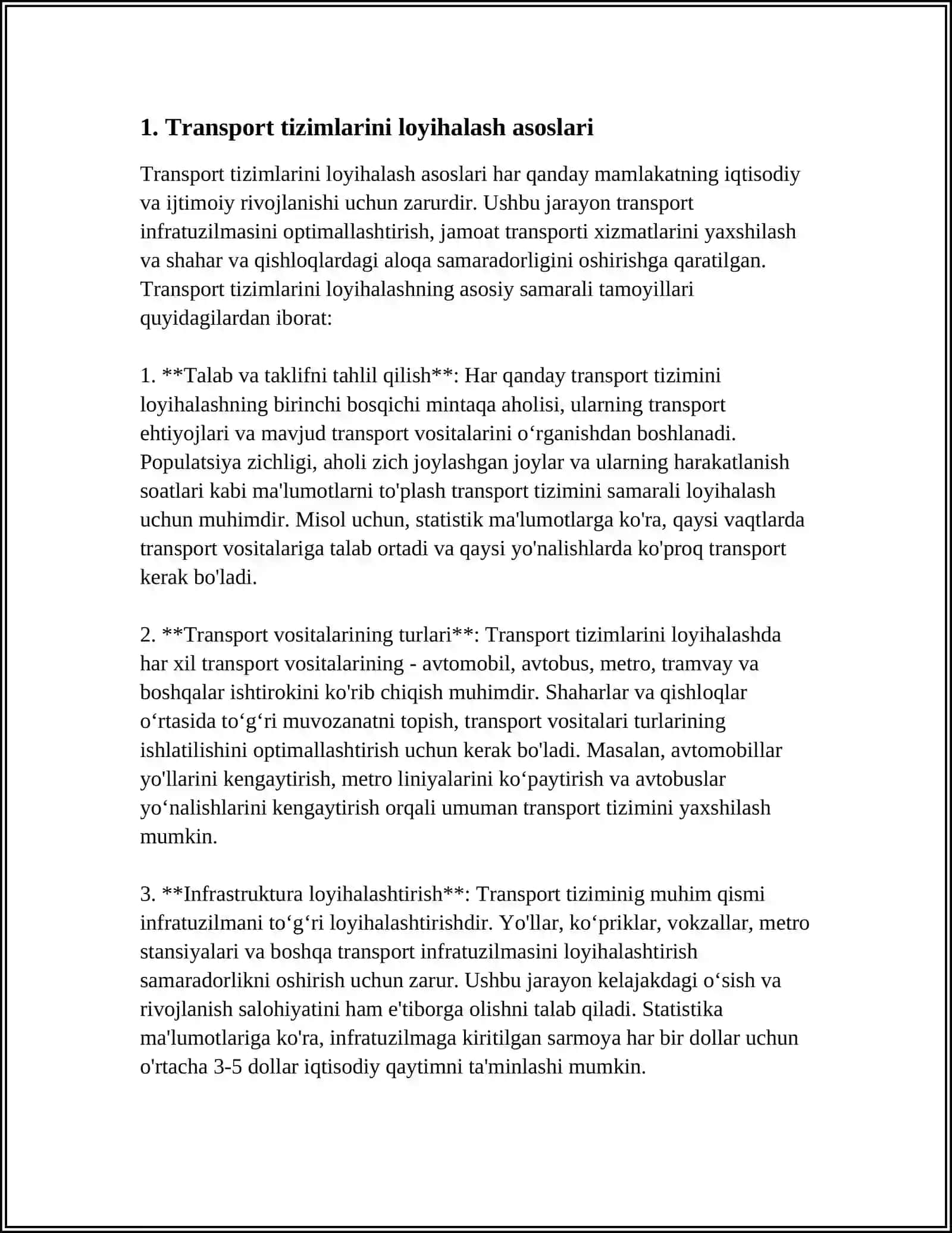 Transport va Logistika Tizimlarini Loyihalash 3