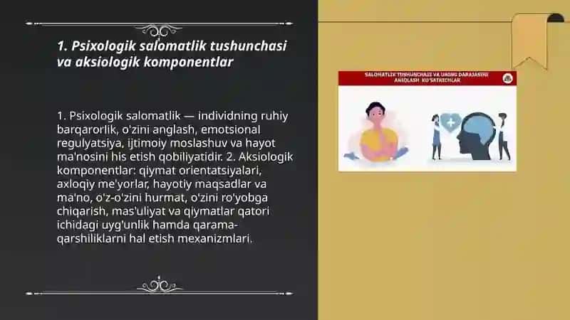 Psixolig salomatlik aksiologik insturmental va ehtiyoj mativatsion kompanintlar 3