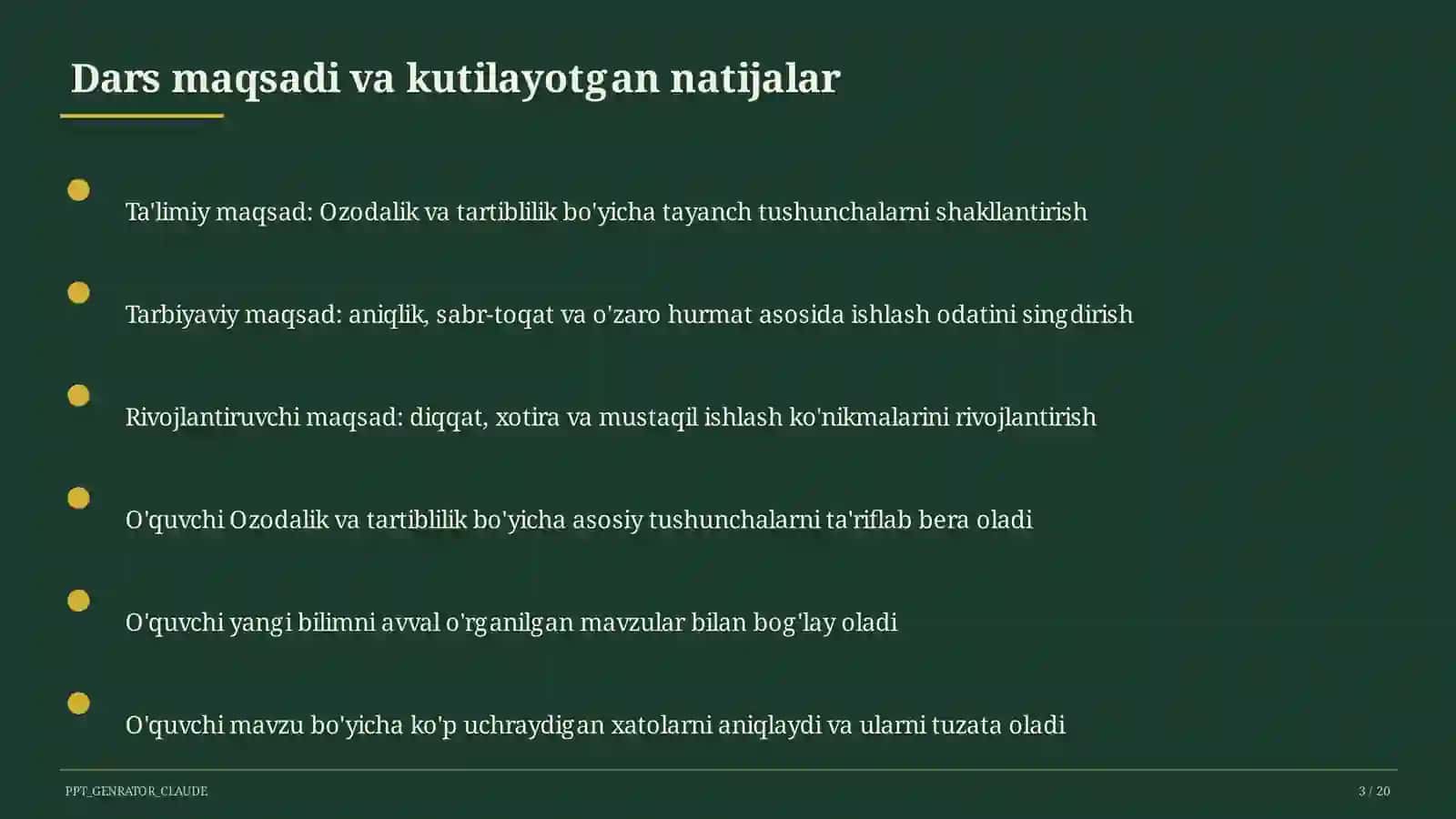 Ozodalik va tartiblilik (1-sinf) 3