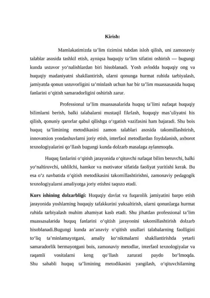 Kurs Ishi - Huquq Ta'limi Metodikasi 3