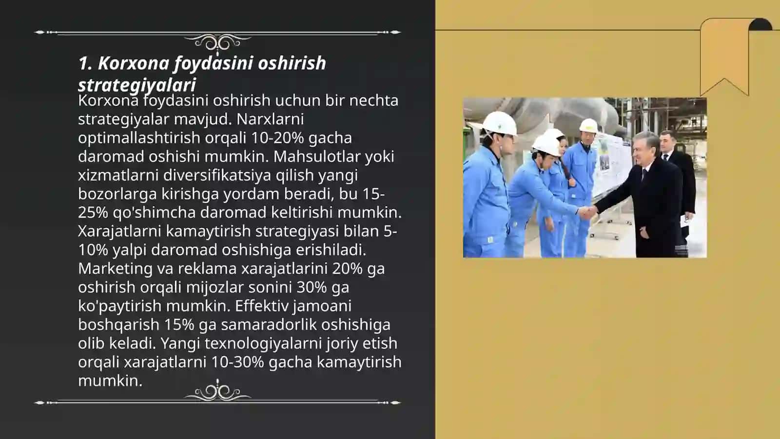 Korxona foydasini oshirish strategiyalari 3