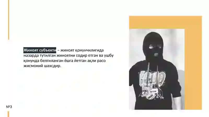Jinoyat subyekti taqdimot /Жиноят субъекти 3