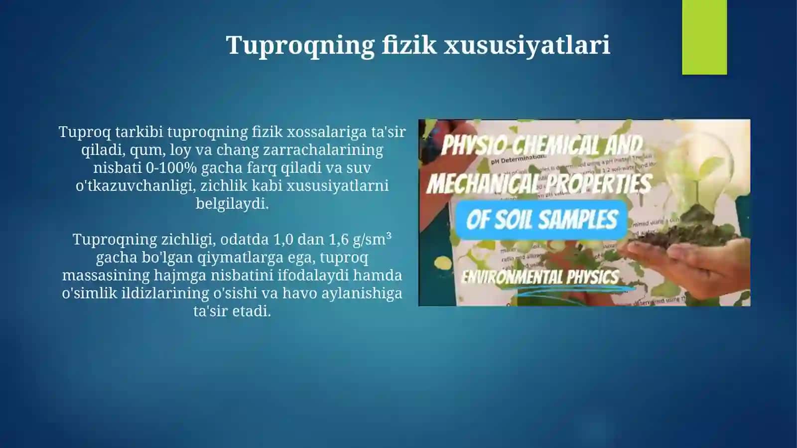 Tuproqning fizikaviy, mexanik va kimyoviy xususiyatlari 3