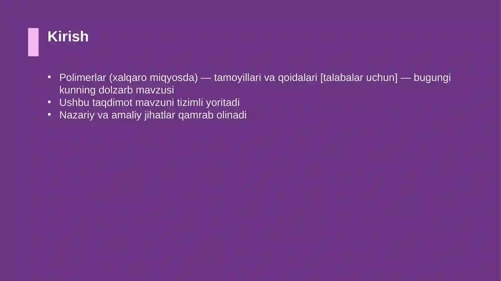 Polimerlar (xalqaro miqyosda) — tamoyillari va qoidalari [talabalar uchun] 3