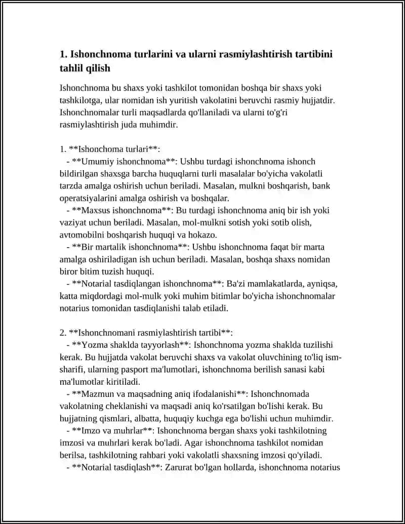 ISHONCHNOMA TIBBIY MA'LUMOTNOMA VA BOSHQA HUJJATLARNI RASMIYLASHTIRISH MAVZUSIGA MUSTAQIL ISH 3
