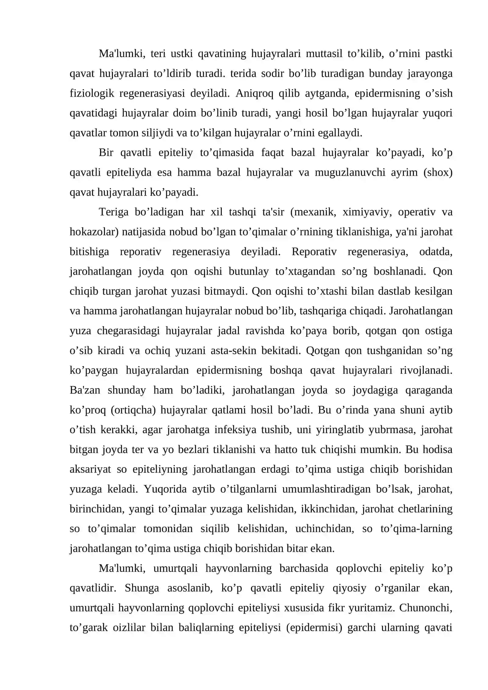 Epiteliy to’qimasining rivojlanishi va regenerasiyasi 3
