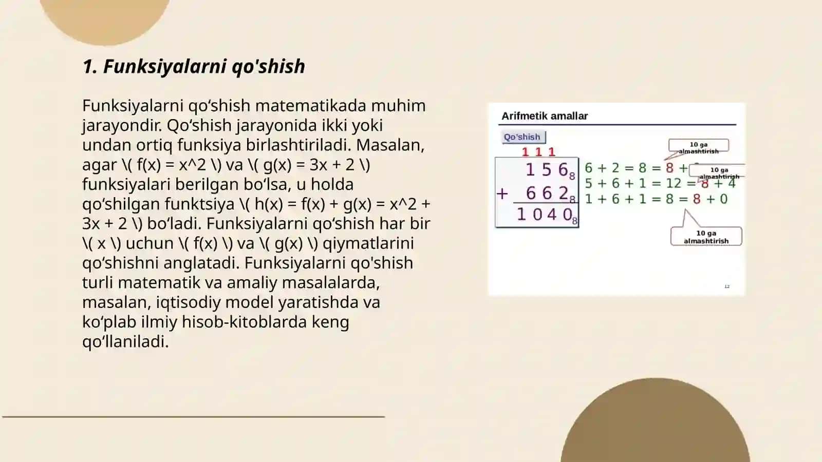 Funksiyalar ustida arifmetik amallar 3