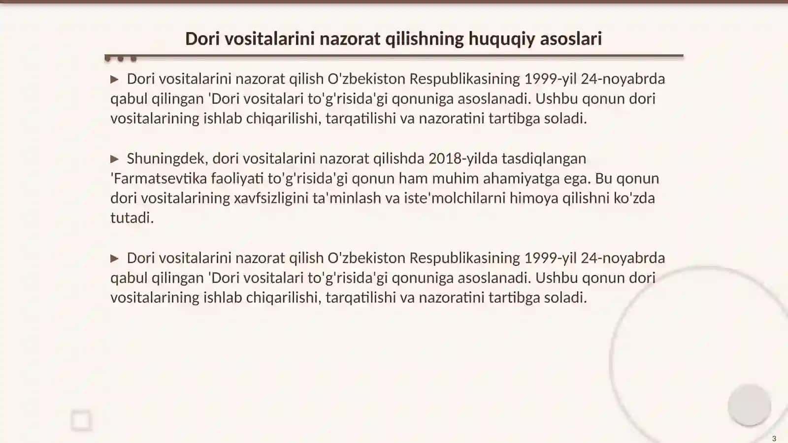 Dori vositalarini nazorat qilishda foydalaniladigan me'yoriy hujjatlar 3