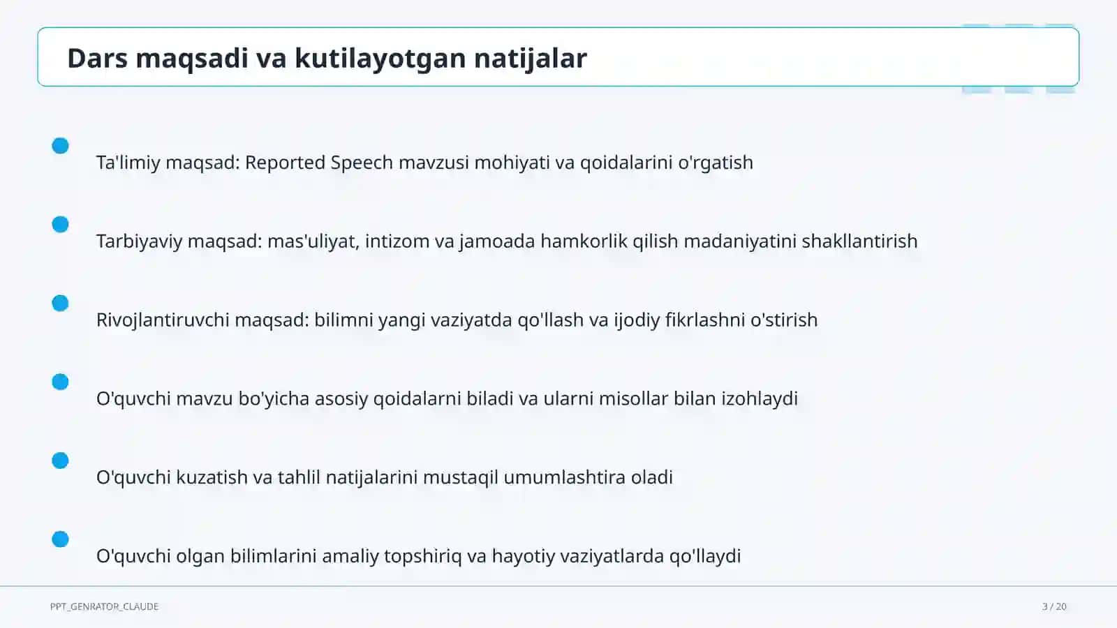 Reported Speech (9-sinf) 3