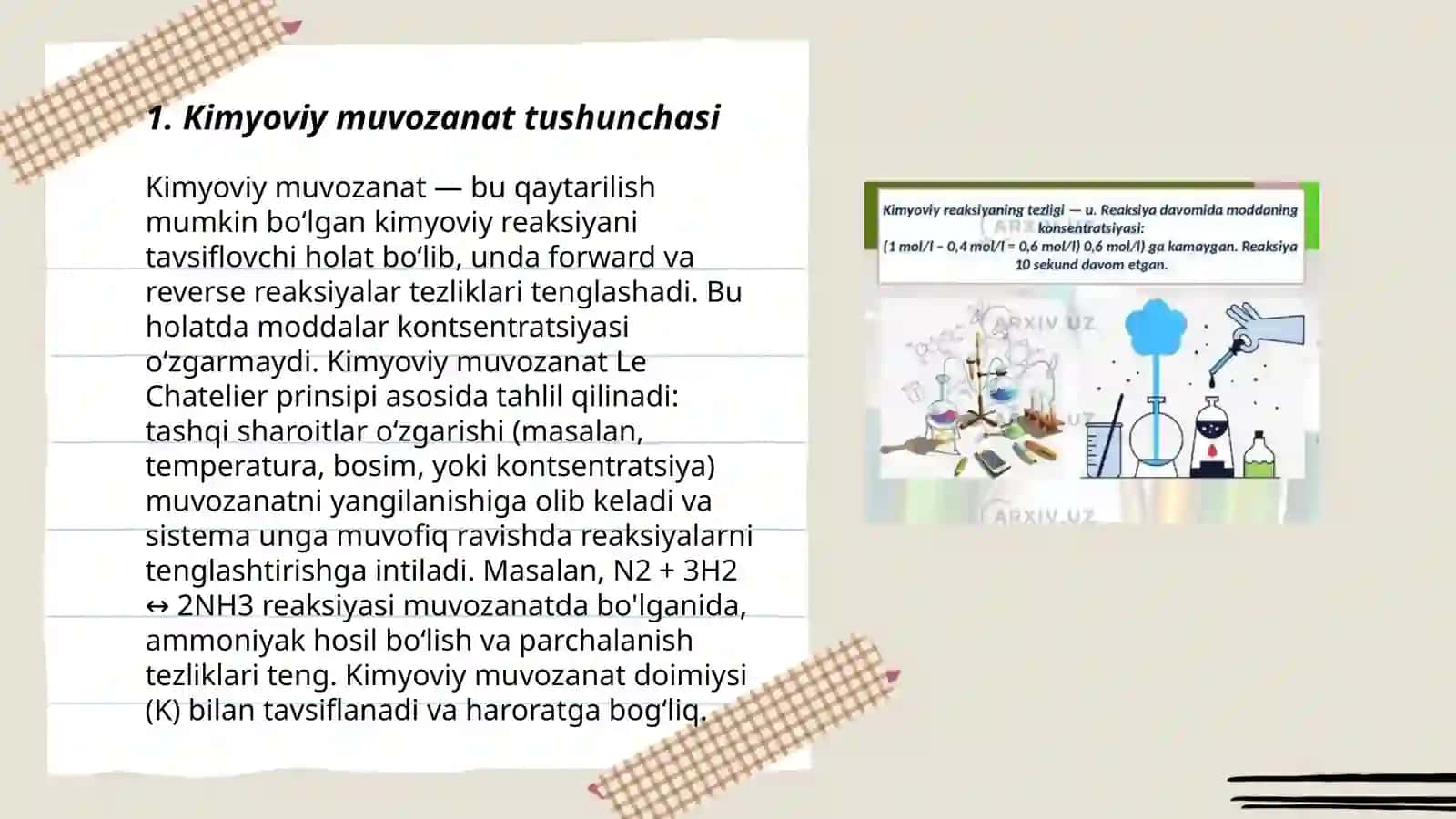 Kimyoviy muvozanatning asosiy shartlari 3