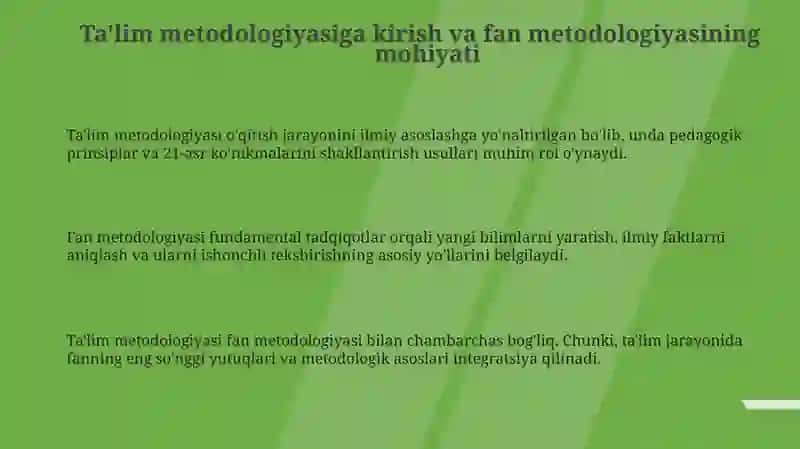 Ta'lim metodologiyasi va fan metodologiyasi 3