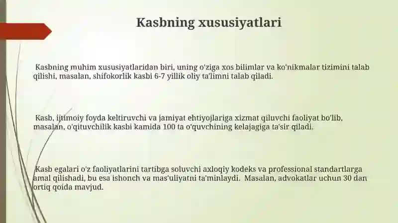 Kasb tushunchasi 3