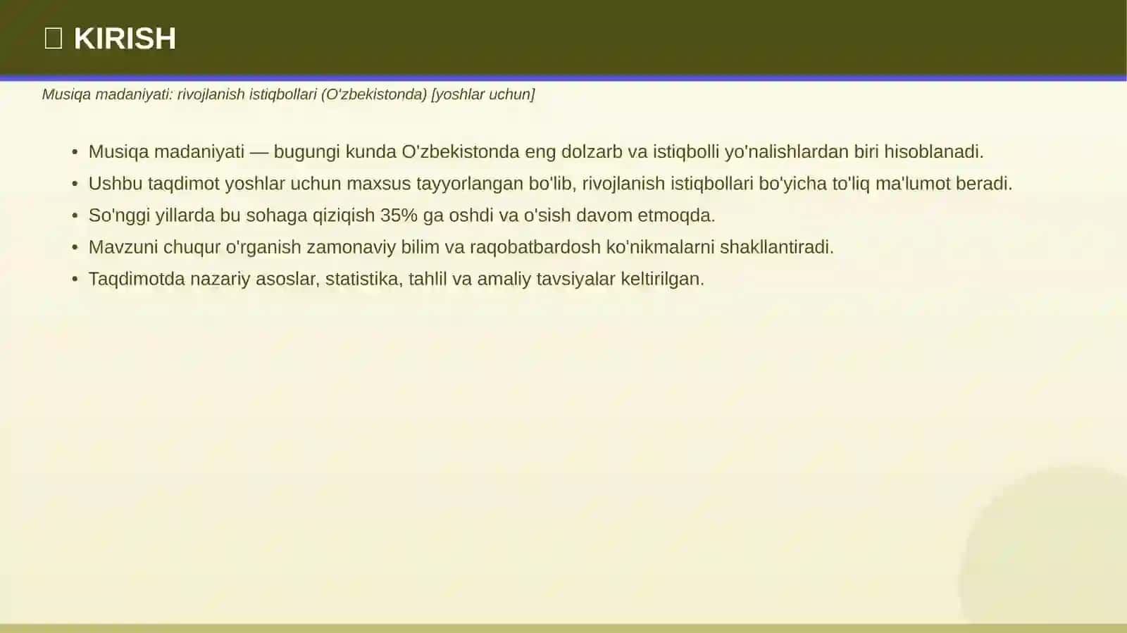 Musiqa madaniyati: rivojlanish istiqbollari (O'zbekistonda) [yoshlar uchun] 3