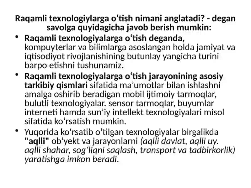 Raqamli texnologiyalar (Digital technologies) 3