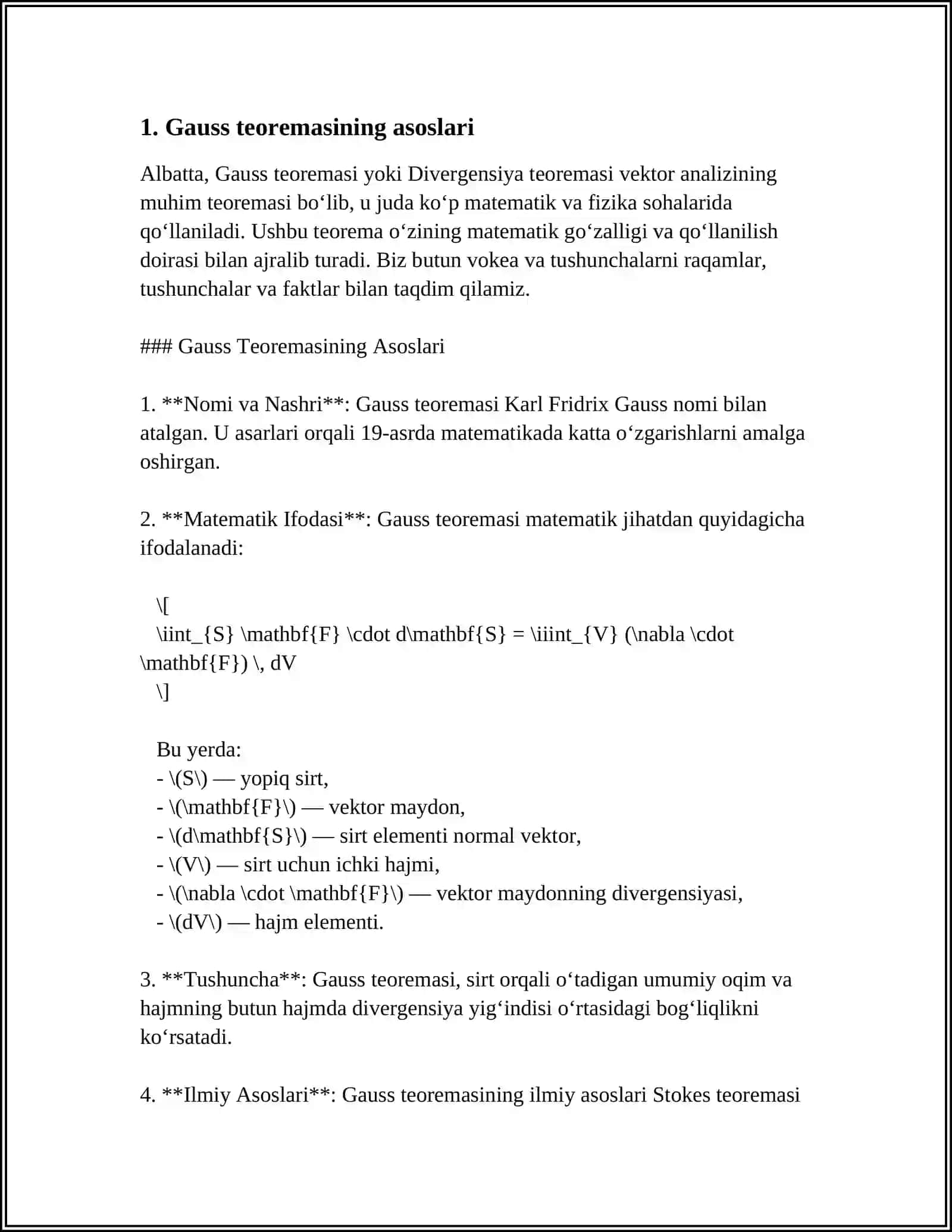 ELEKTR MAYDON UCHUN GAUSS TEOREMASI VA UNING YORDAMIDA MAYDONLARI HISOBLASH 3