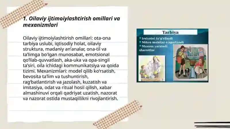 Oilaviy ijtimoiylashtirish omillari va mexanizmlari 3