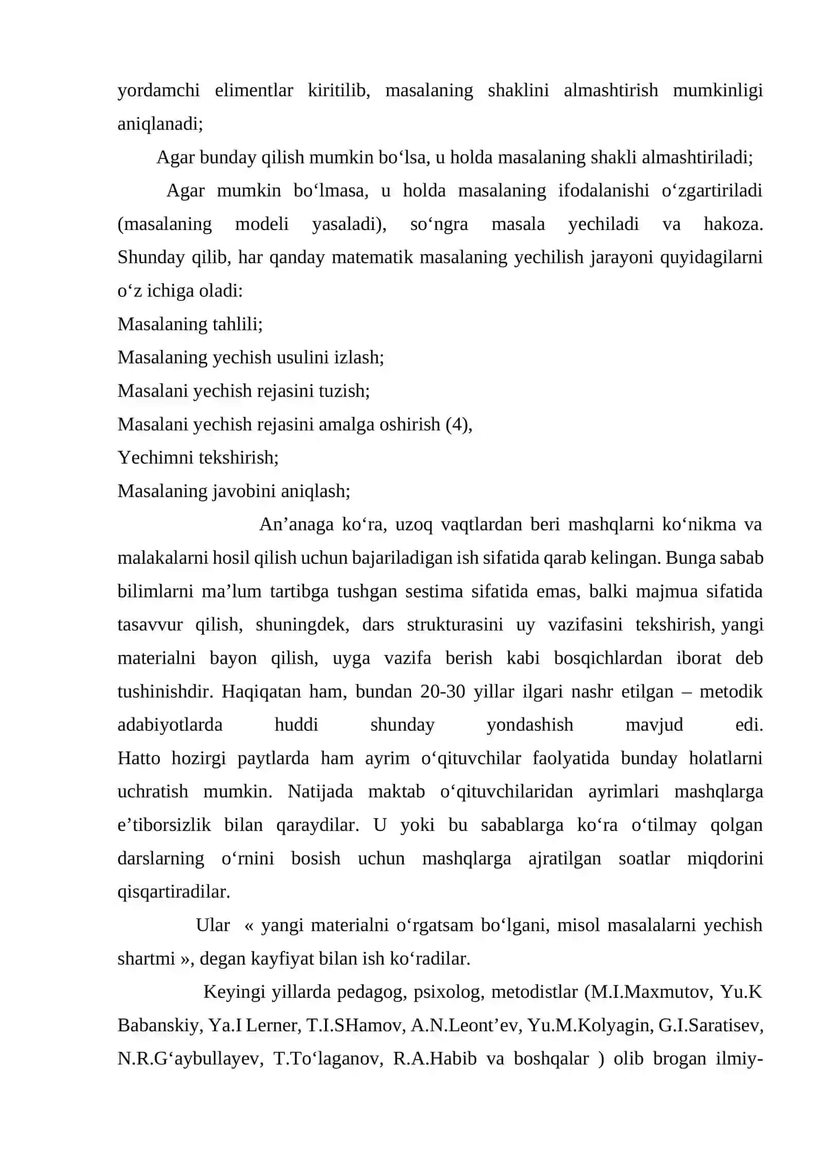 Boshlang'ich sinflarda yasashga doir masalalar yechish 3