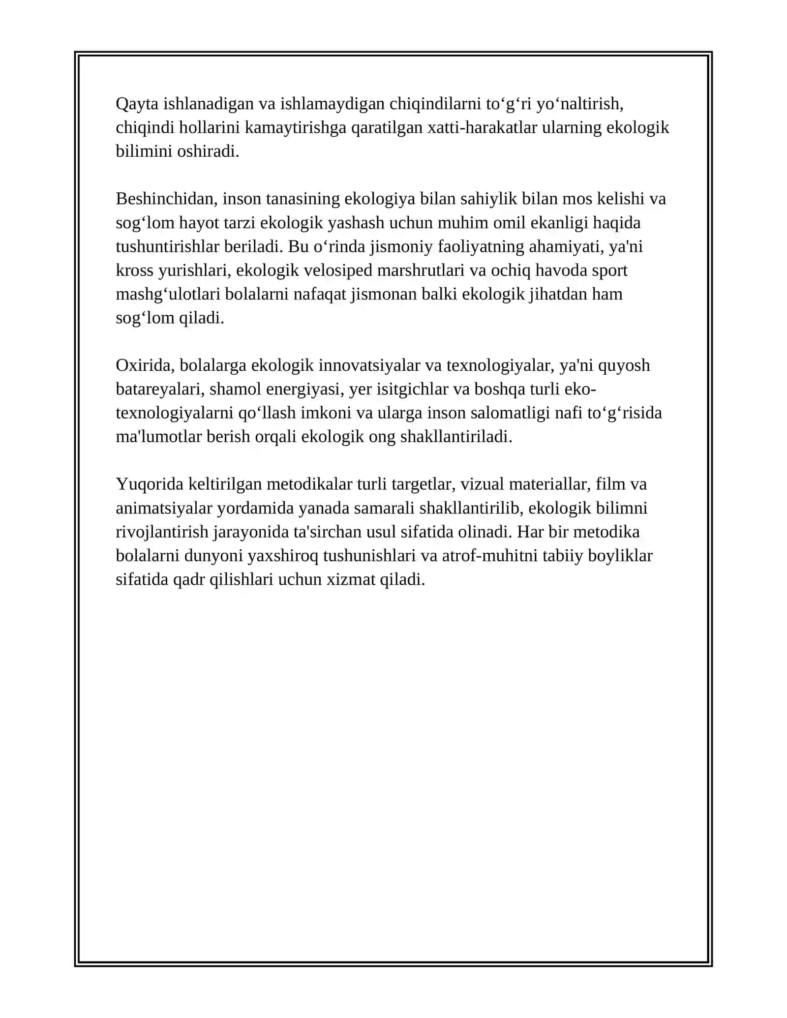 INSON TANASI MAVZUSI ASOSIDA BOLALARNI ATROF MUHITNI MUHOFAZA QILISHGA O'RGATISH METODIKASI 3