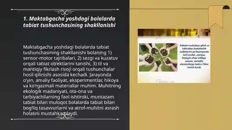 Maktabgacha taʼlimda bolalarni tabiat bilan tanishtirishning nazariy asoslari va tabiat haqida tushuncha 3
