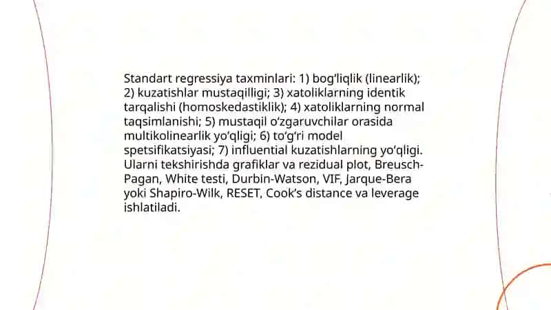 Ko'p karrali regressiya uchun xulosa 3
