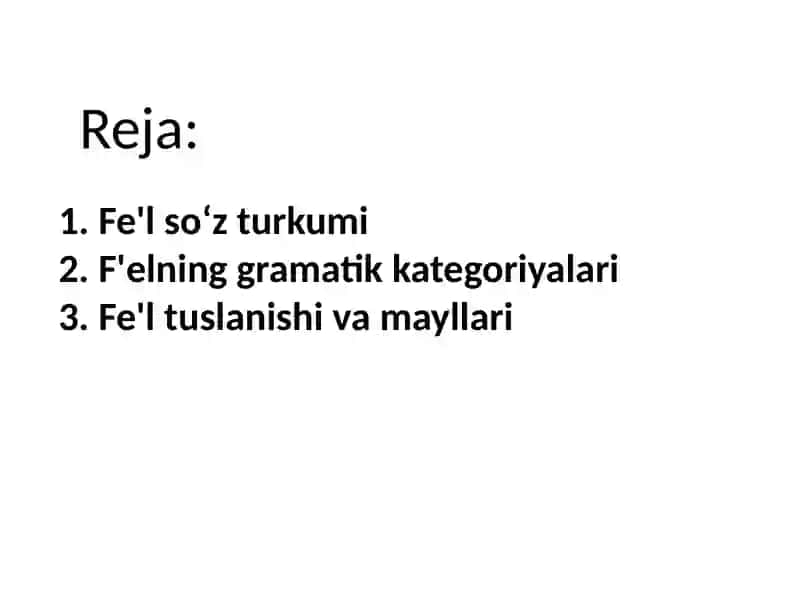 Fe'l soʻz turkumi 3