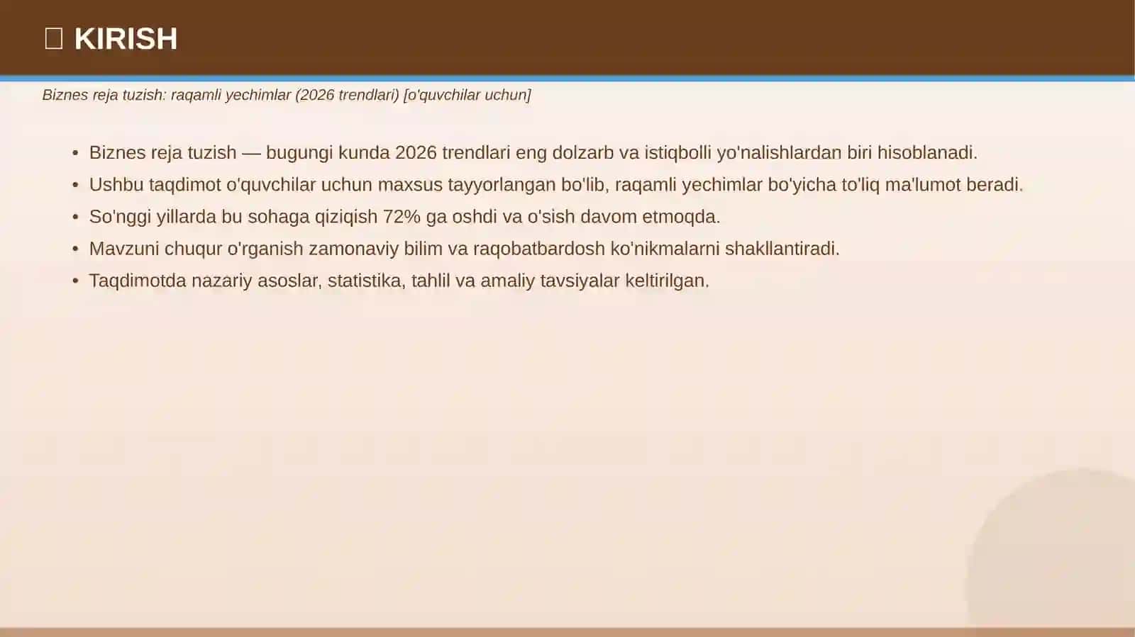 Biznes reja tuzish: raqamli yechimlar (2026 trendlari) [o'quvchilar uchun] 3