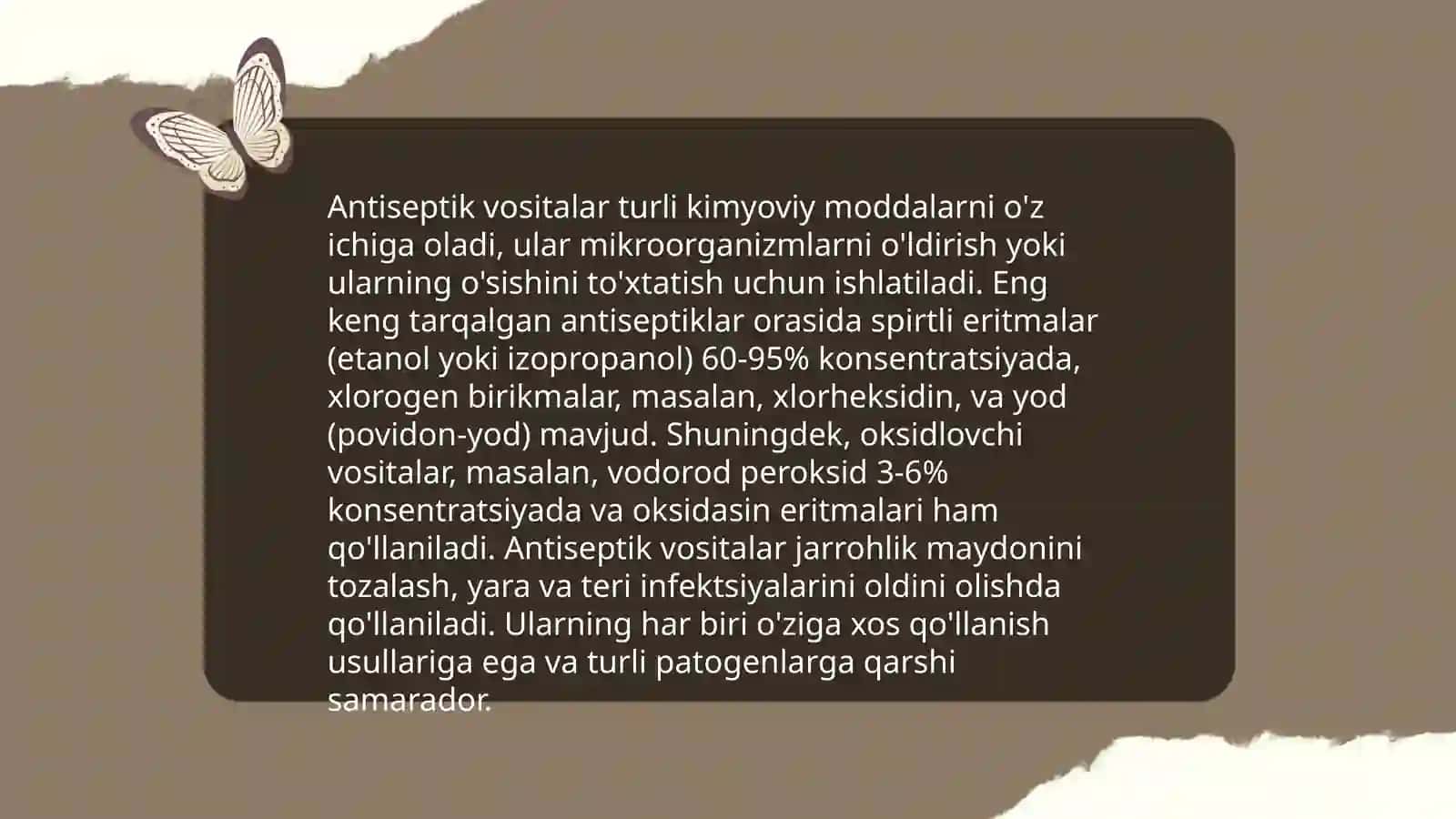 Aseptik va antiseptika uchun qoʻllaniladigan vositalar 3