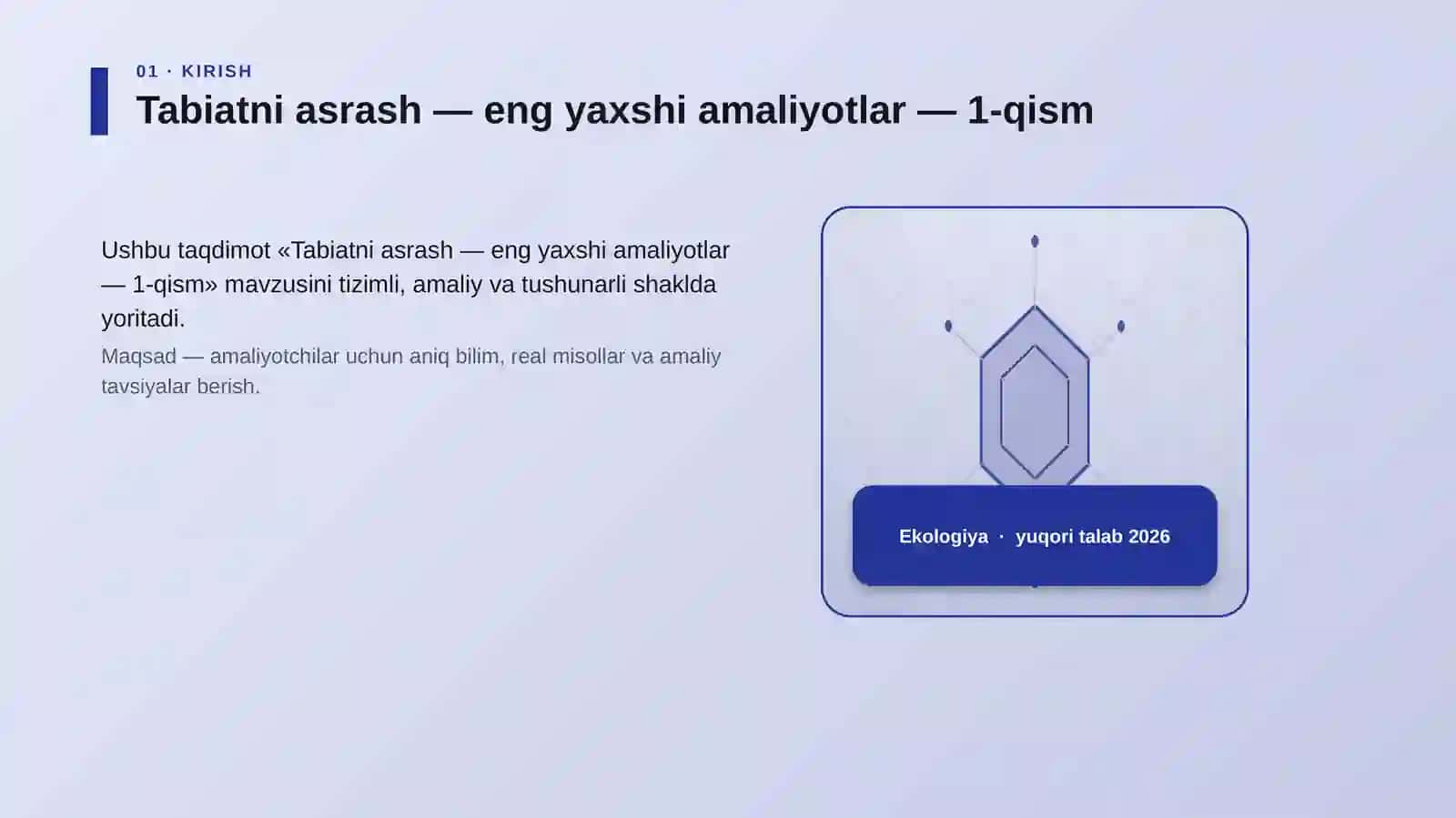 Tabiatni asrash — eng yaxshi amaliyotlar — 1-qism 3