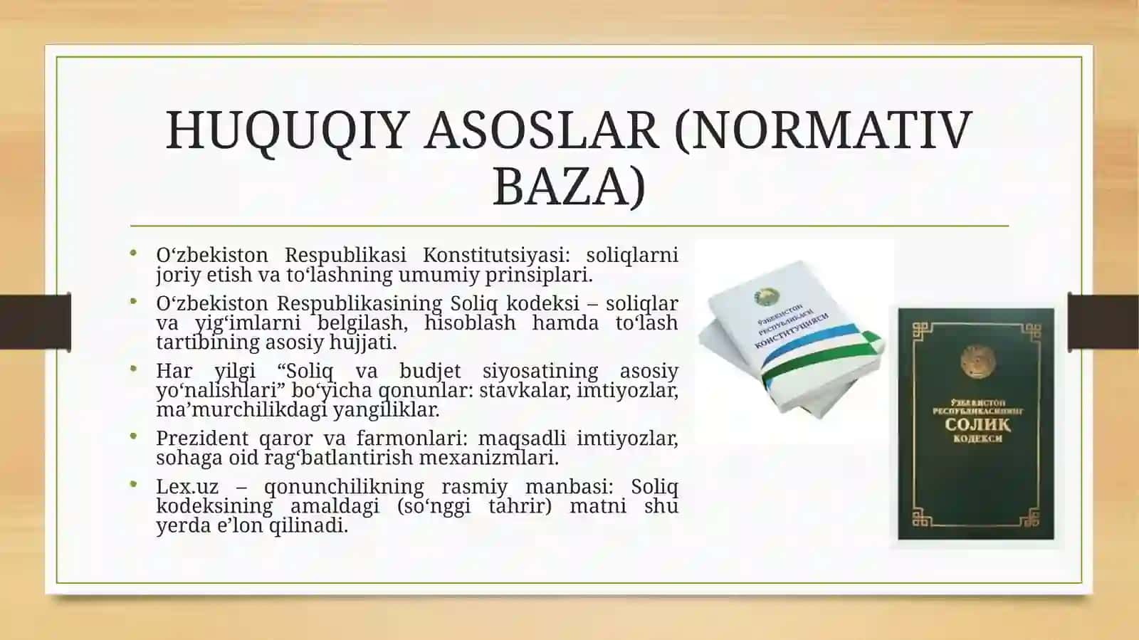 Soliq hisobi va hisoboti fani 3