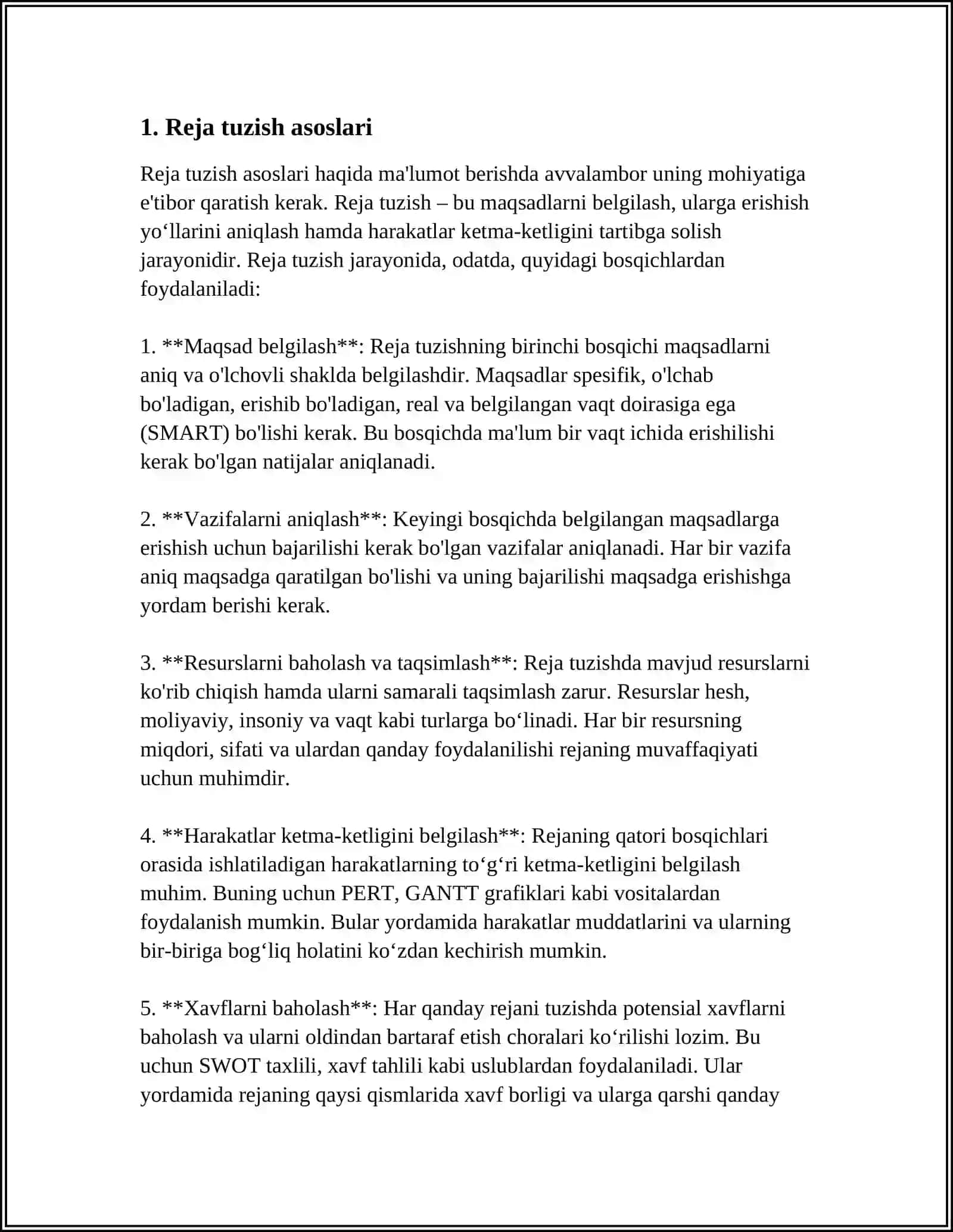 MUSTAQIL ISH Mavzu: REJA. REJA TURLARI 3