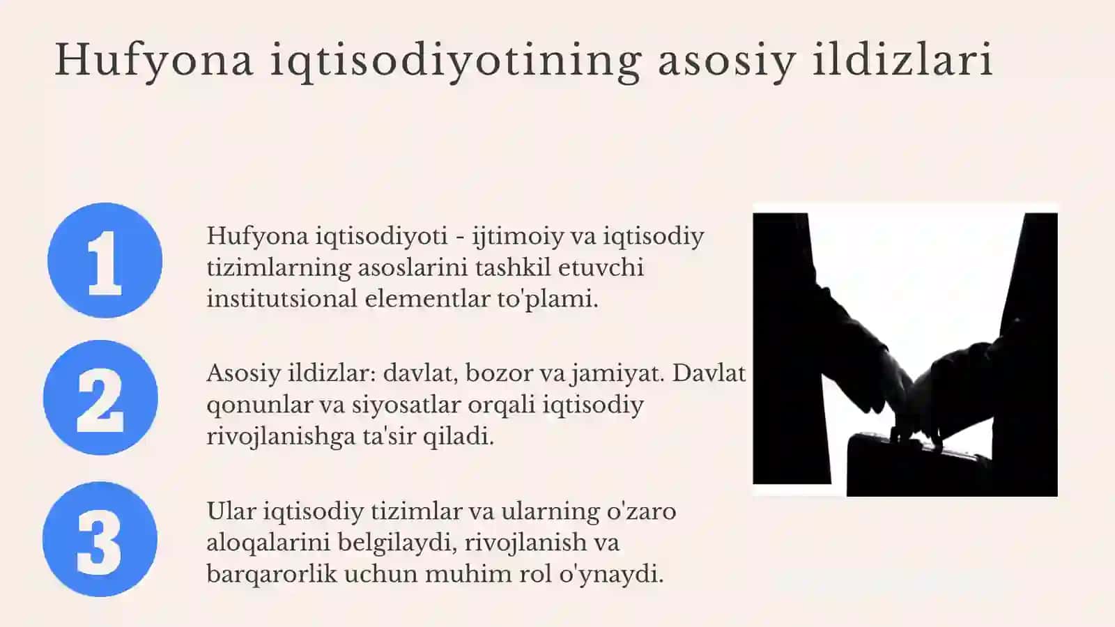 Hufyona iqtisodiyotning institutsional ildizlari va uni qisqartirish mexanizmlari 3