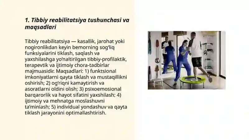 Reabilitatsiyadan Tibbiy reabilitatsiya turlari mavzusida 3