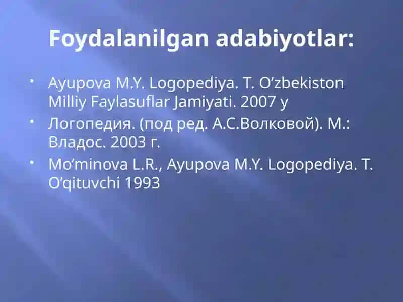 Nutq buzilishlarini tasniflash 3