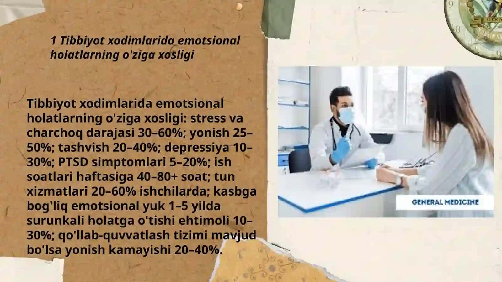 Tibbiyot xodimlarida emotsional xolatlarning o'ziga xosligi. Stress va uning bosqichlari. Bartaraf etish yo'llari 3