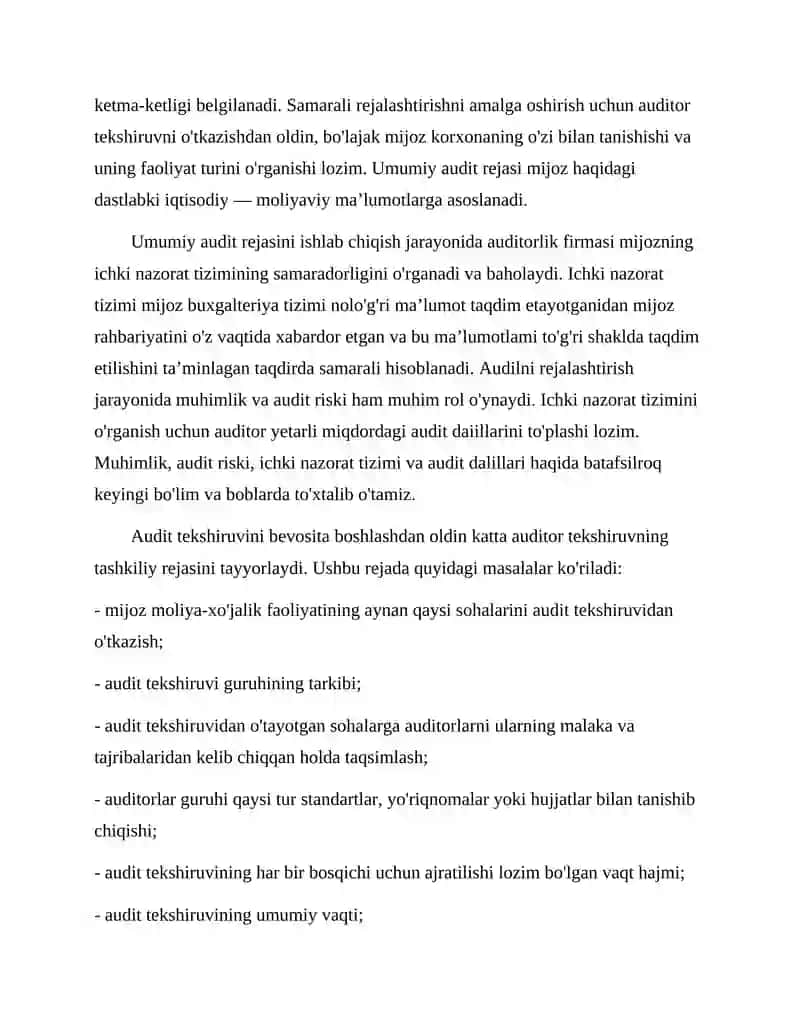 Auditorlik tekshiruvining tashkiliy asoslari, audit strategiyasi va texnologiyasi 3