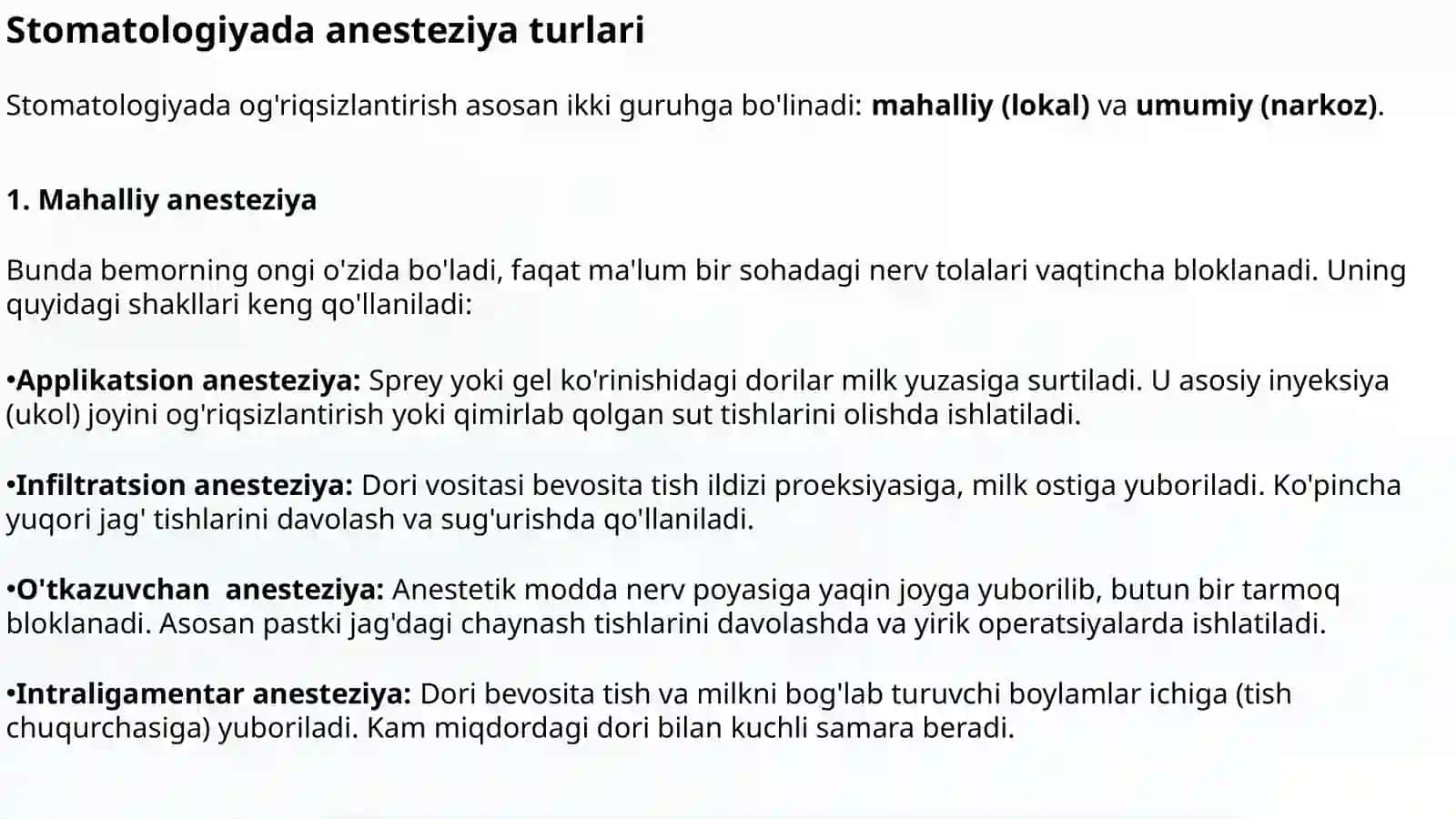 Stomatologiyada og‘riqsizlantirish (Anesteziya) 3