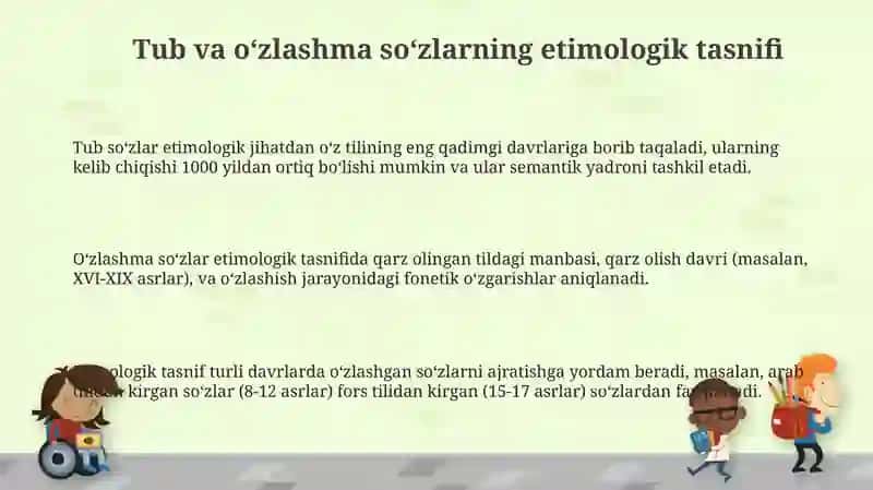 Tub va O'zlashma So'zlar: Asosiy Tushunchalar va Tasniflash 3