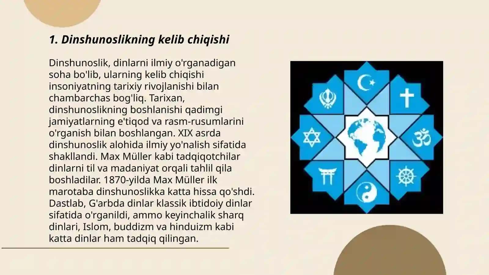 Dinshunoslikning fan sifatida shakllanishi, predmeti, funksiyalari, kategoriyalari 3