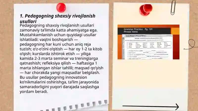 Zamonaviy o'quv jarayonini takomillash-tirishda pedagogning shaxsiy va kasbiy o'zini o'zi rivojlantirish metodikasi 3