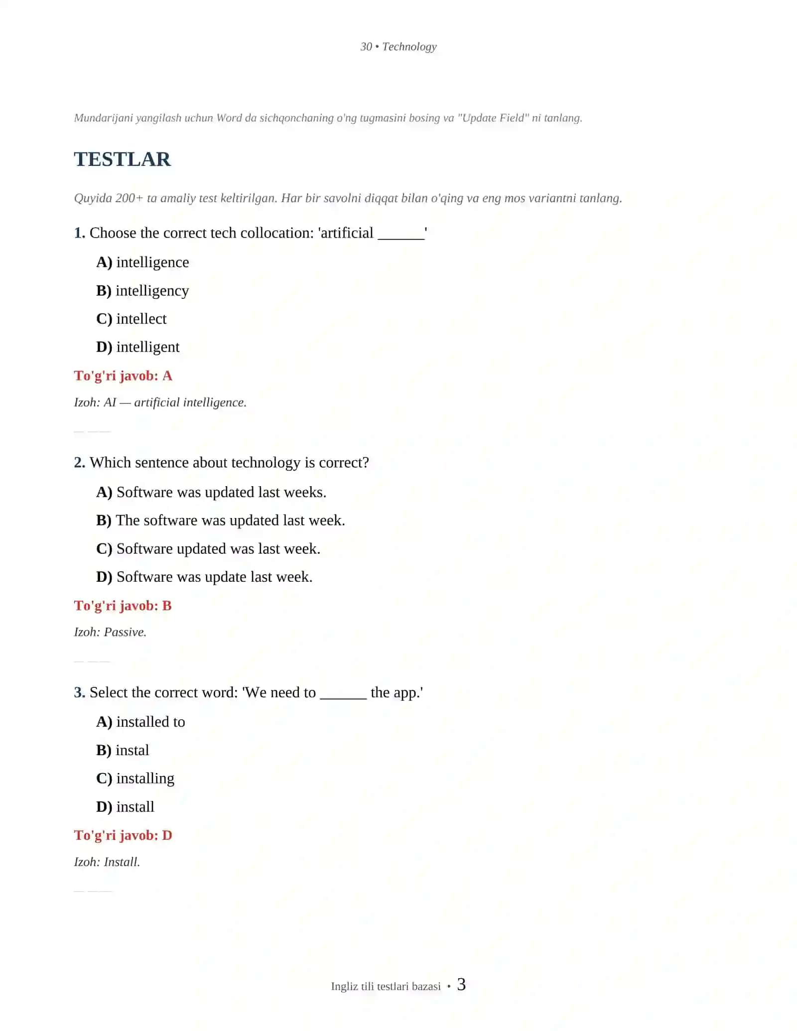 INGLIZ TILI TECHNOLOGY & SCIENCE 3