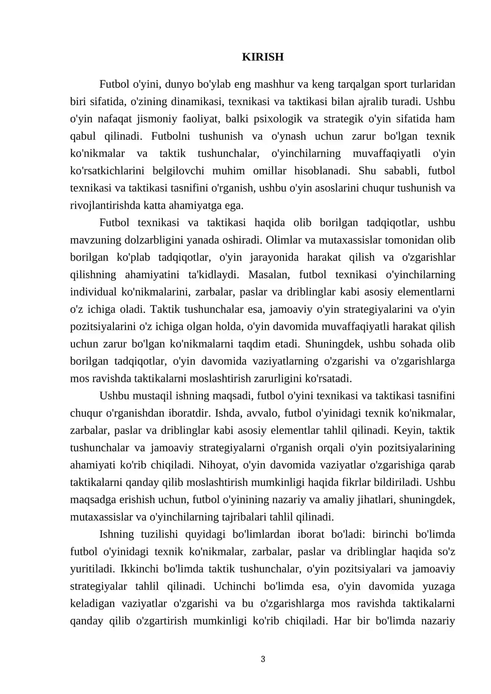 Fudbol oʻyini texnikasi va taktikasi tasnifi 3
