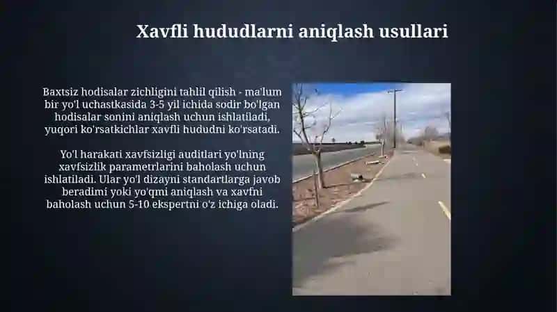 Avtomobilyo'llaridaxavflihududlarnianiqlashvaularnikamaytirishchoralari 3