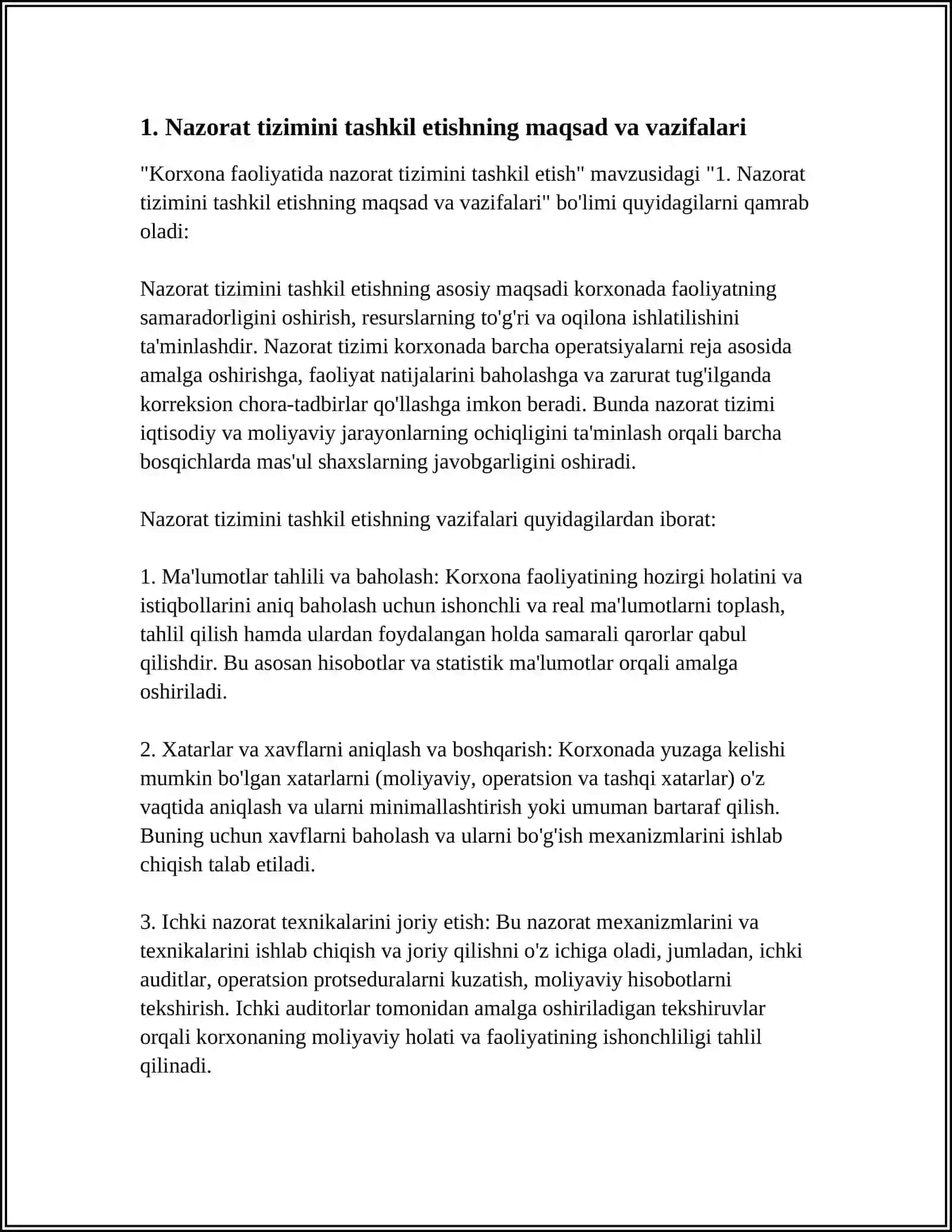 KORXONA FAOLIYATIDA NAZORAT TIZIMINI TASHKIL ETISH 3