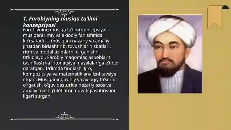Farobiyning musiqa taʼlimiga qoʻshgan hissasi 3