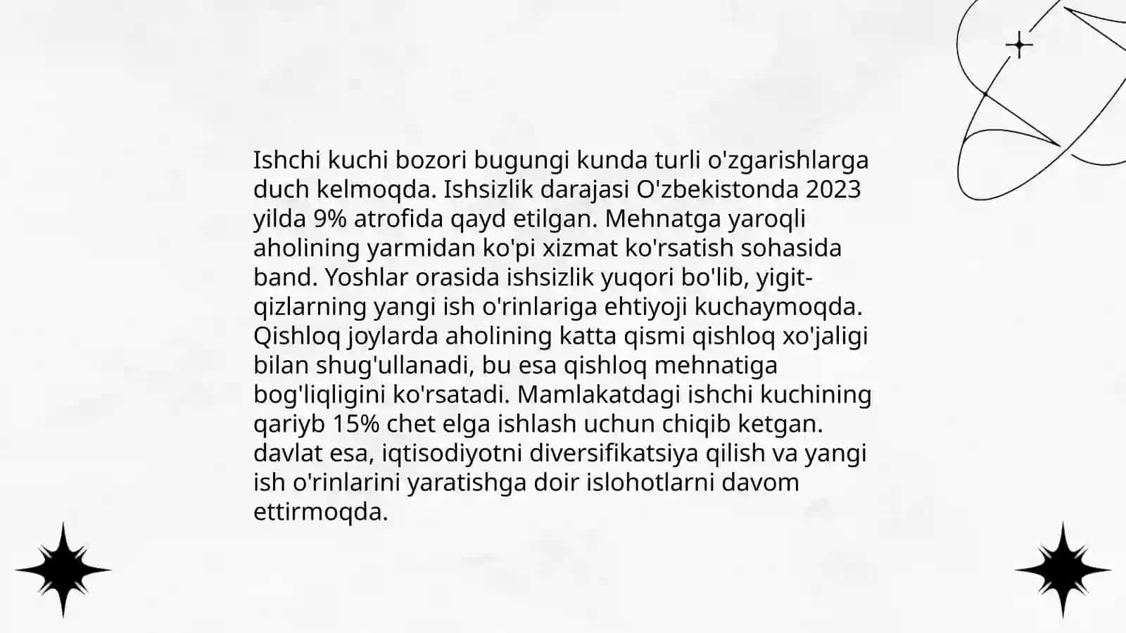 O'zbekistonda ishchi kuchi bozorni shaknlantirish va tartibga solish muammolari 3
