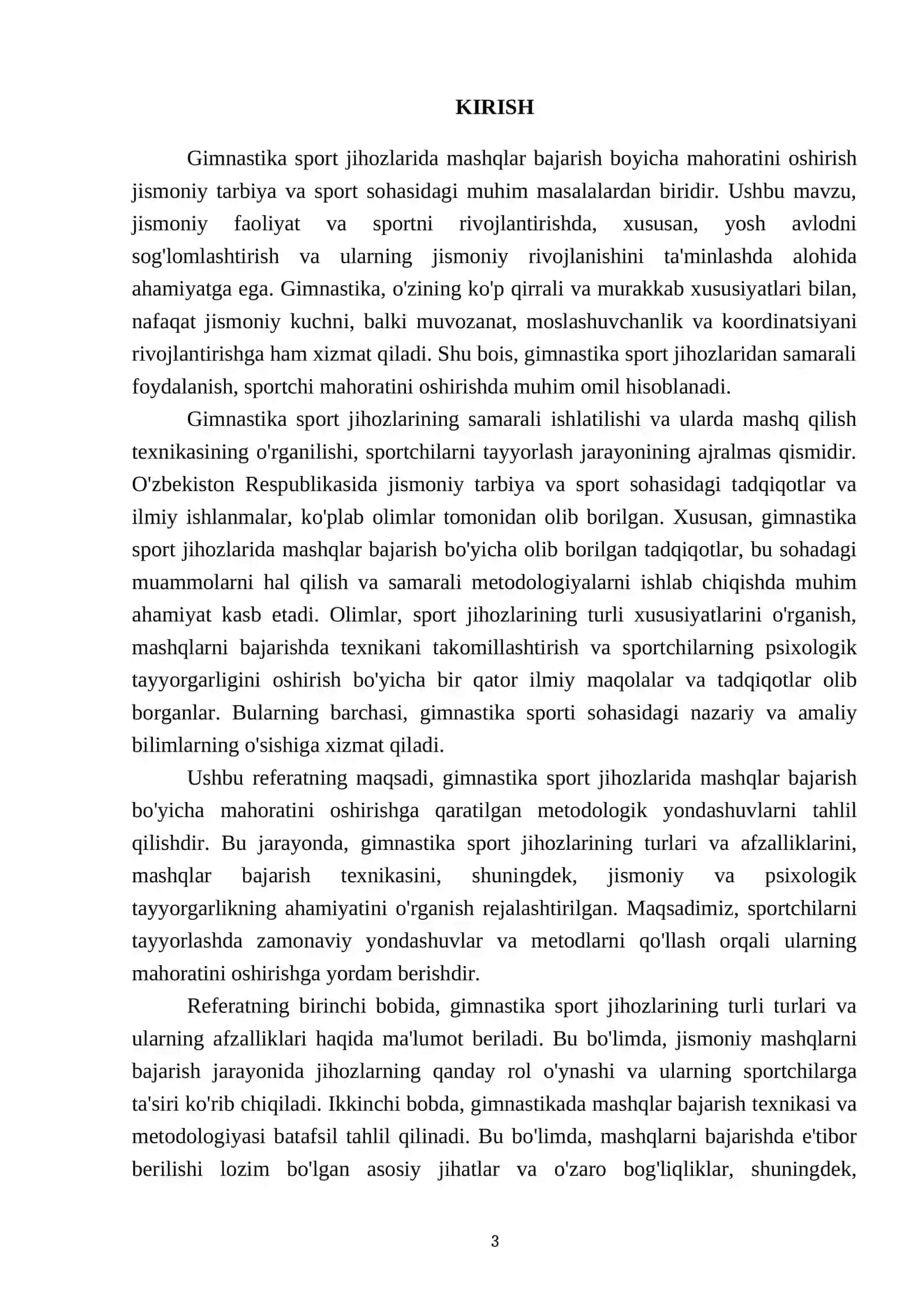 Gimnastika sport jihozlarida mashqlar bajarish boyicha mahoratini oshirish 3
