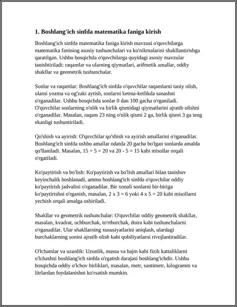 BOSHLANG'ICH SINFDA MATEMATIKA OQITISH JARAYONIDA MEHNAT TARBIYASINI SHAKLLANTIRISH METODIKASI (1-SINF MISOLIDA) 3