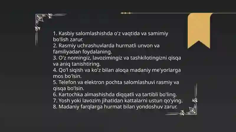 Kasbiy muloqot odobi 3