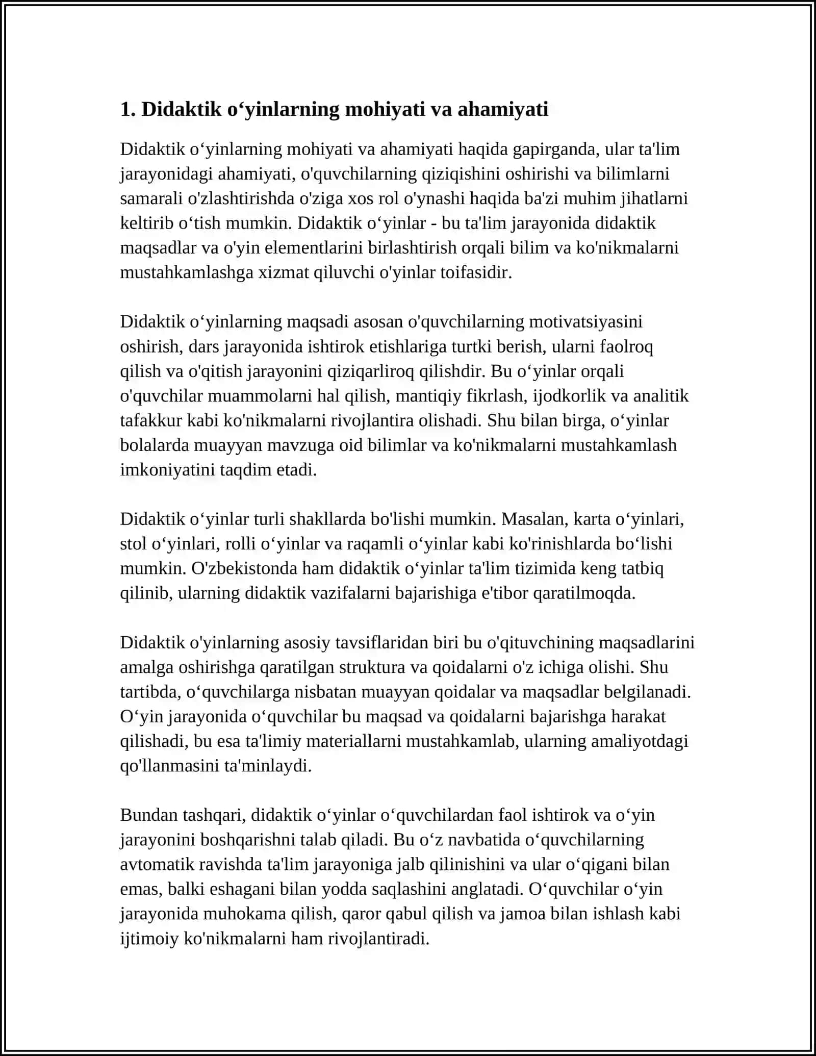 1-SINF MATEMATIKA DARSLARIDA DIDAKTIK ÒYINLARDAN FOYDALANISH ORQALI DARS SAMARADORLIGINI OSHIRISH YÒLLARI 3