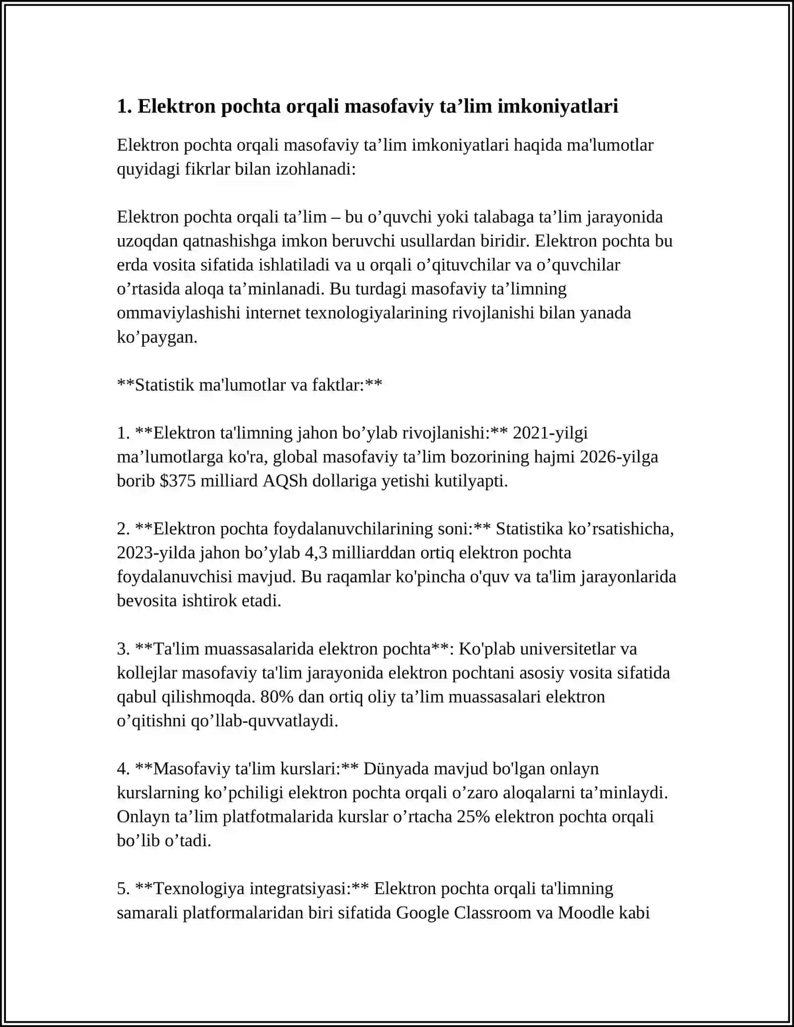ELEKTRON POCHTA IMKONIYATLARI,CHATLARDAN TA’LIMDAN FOYDALANISH 3